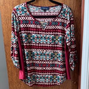 Corvia Women's Red Patterned Blouse